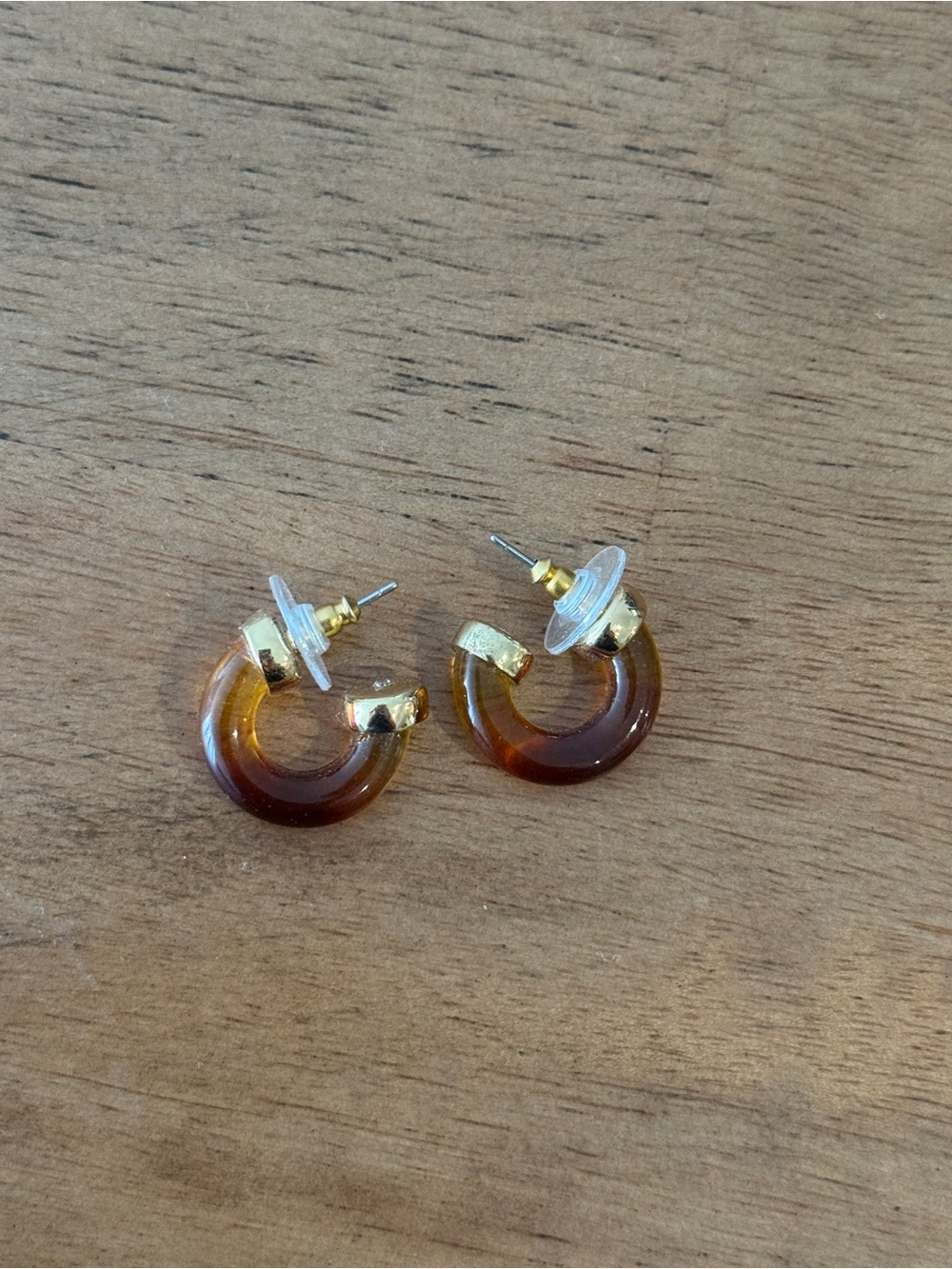 Anthropologie Amber-Tone Hoop Stud Earrings - Picture 2 of 2